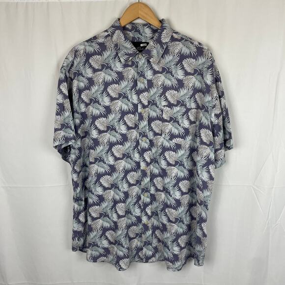 Rails Men's Carson Slate Aqua Tropic Palms Linen Short Sleeve Shirt Size XXL - Picture 1 of 7